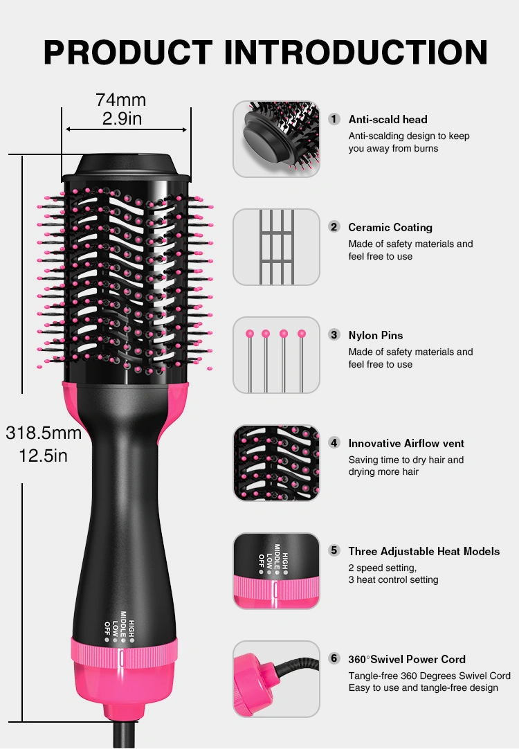 Hair Brush Own Brand Hot Air Comb One-Step Hair Dryer Fast Straight Hair Brush Hot Air Brush