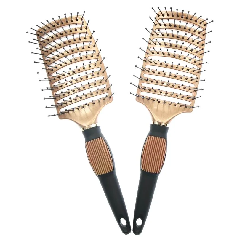 New Design Hair Brush Massage Scalp Nylon Curved Wave Vented No Knotting Curly Hair Brush