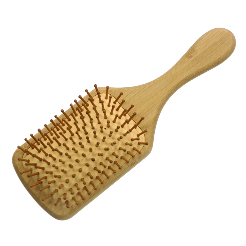 Amazon Hot-Sale-Massage-Hair-Brush-Men Private Label Square Wooden Bamboo Paddle Brush