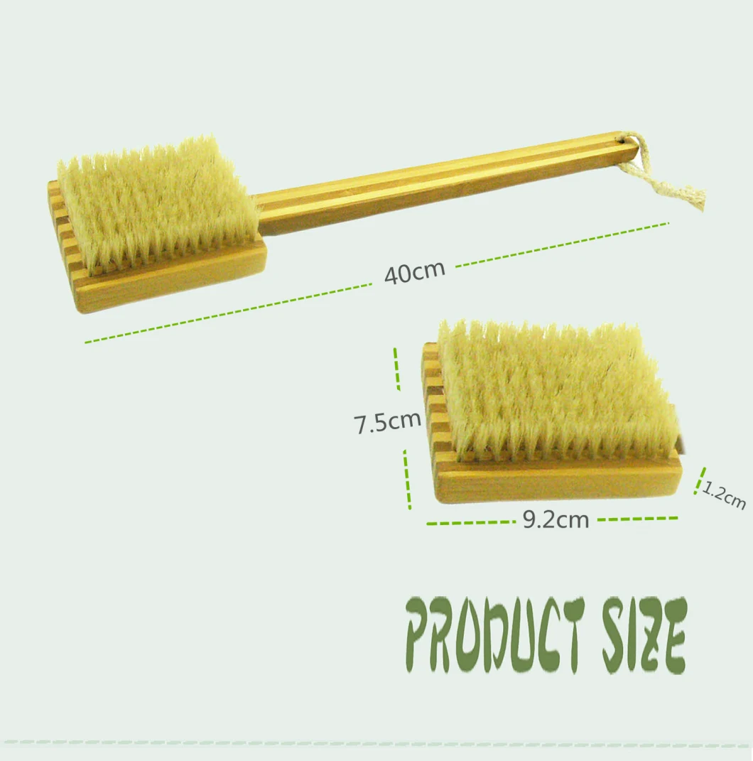 Factory Direct Custom Logo Natural Bamboo Long Handle Bath Brushes Skin Scrub Exfoliating Scrubber Back Shower Body Bath Brush