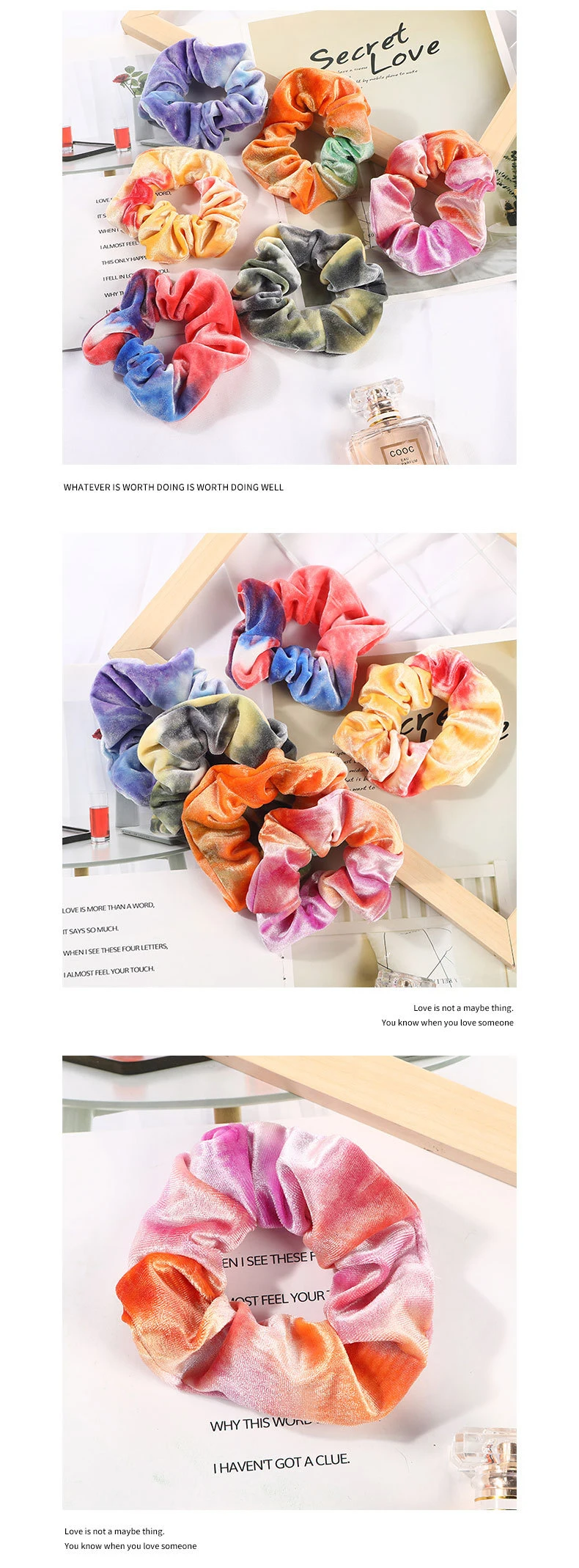 Velvet Hairband Dye Effect Gradual Color Hair Tie Accessories